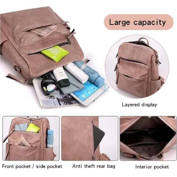 🌸 Women's Fashion Backpack Purse / Multipurpose Convertible Satchel NEW - Picture 5 of 6